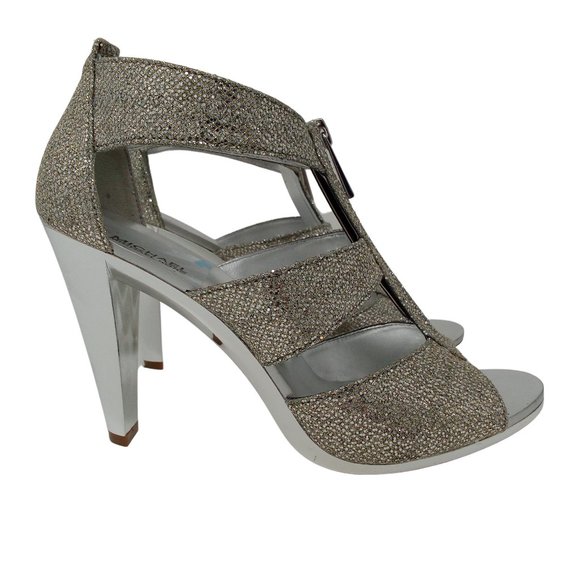 Michael Kors Berkley Women's Silver Glittery Holiday Party Heels